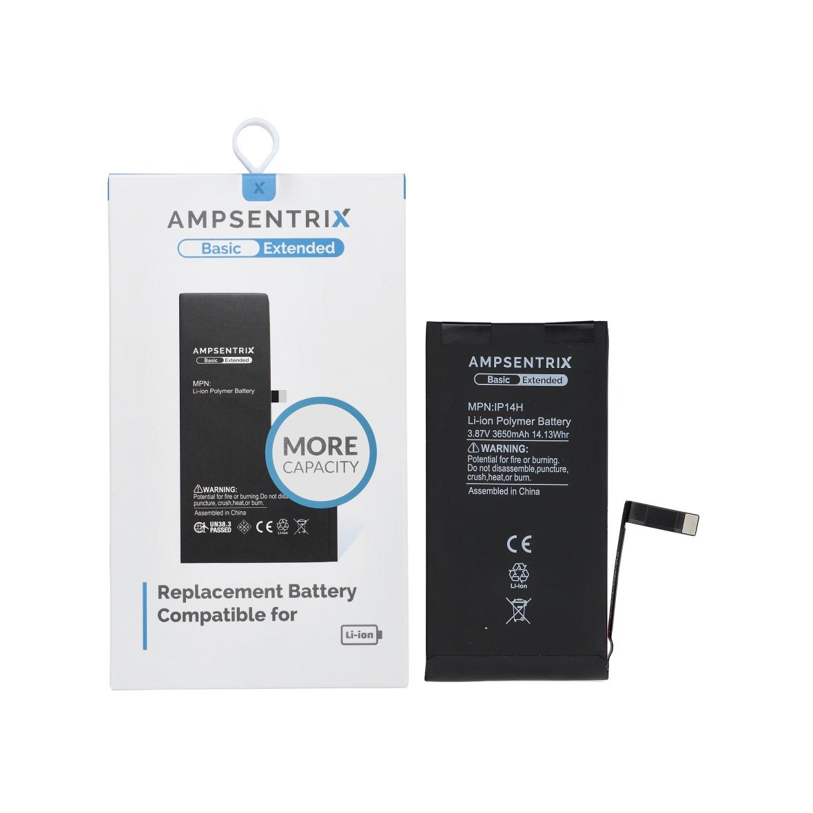 AmpSentrix Basic bateria do iPhone 14 (zwiększona pojemność 3650 mAh )