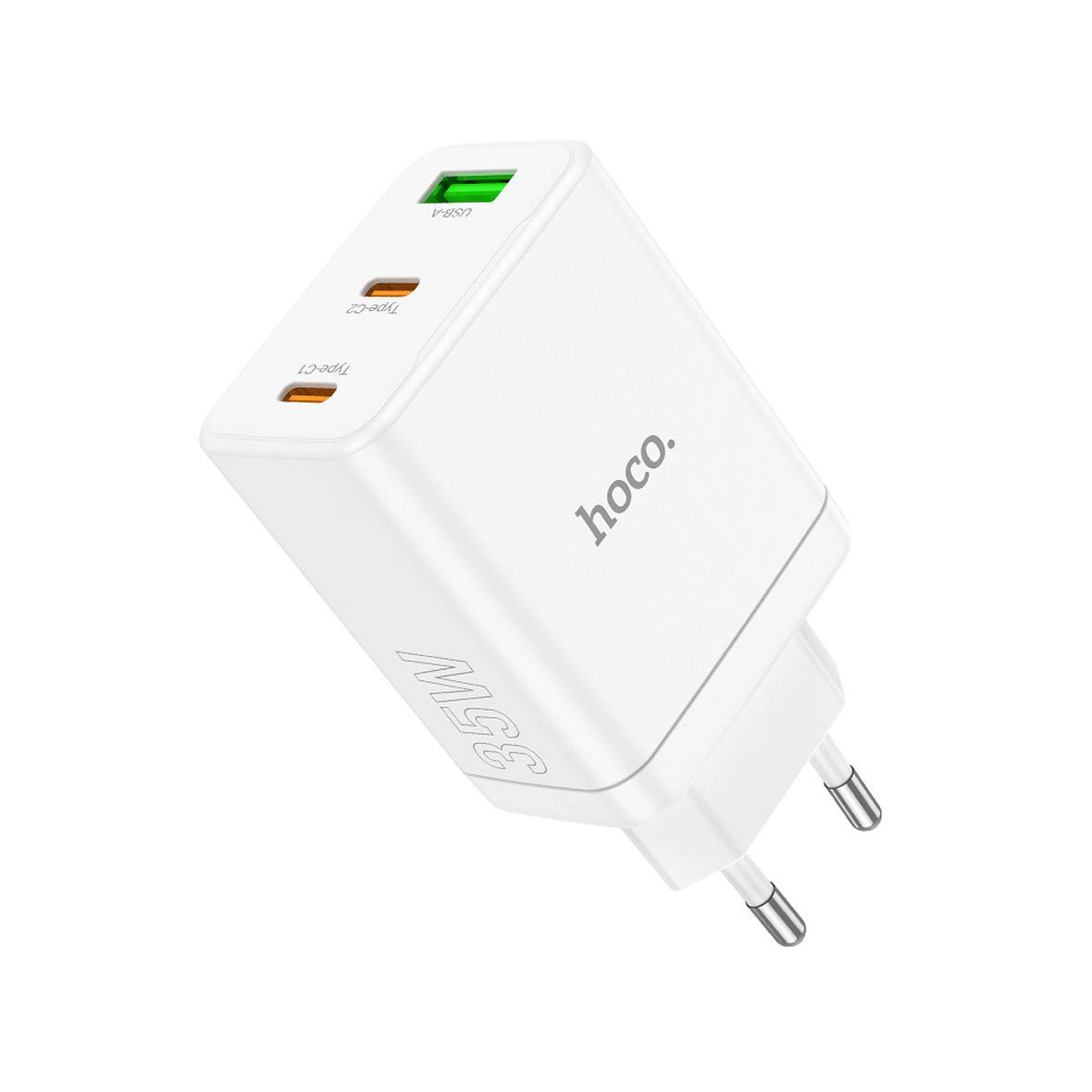 Ładowarka sieciowa do telefonu Hoco 2 x USB C + USB A QC3.0 PD 3A 35W N33 biała