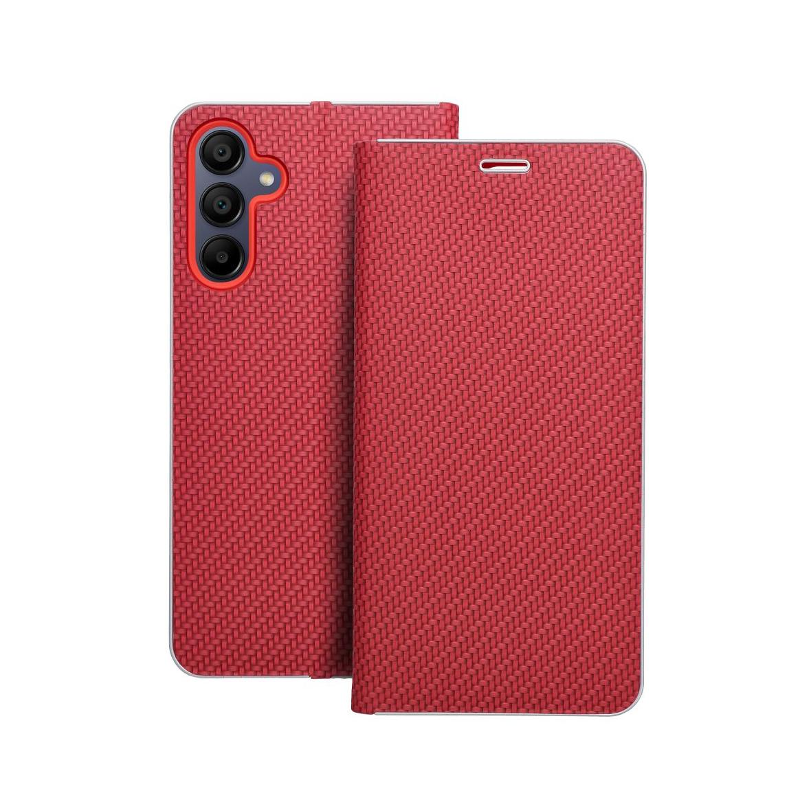Etui z klapką na Samsung A15 4G / A15 5G Luna Book Carbon czerwone