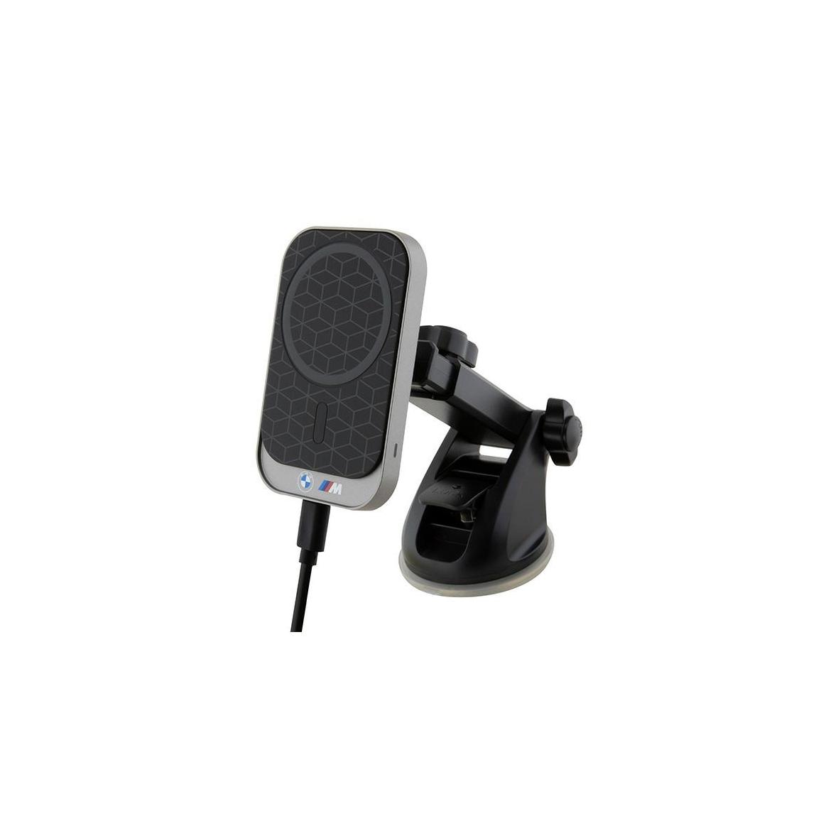 Uchwyt na telefon do samochodu indukcyjny BMW zgodny z MagSafe 15W do szyby / deski / kratki M Edition BMMWCCMPGPK czarny