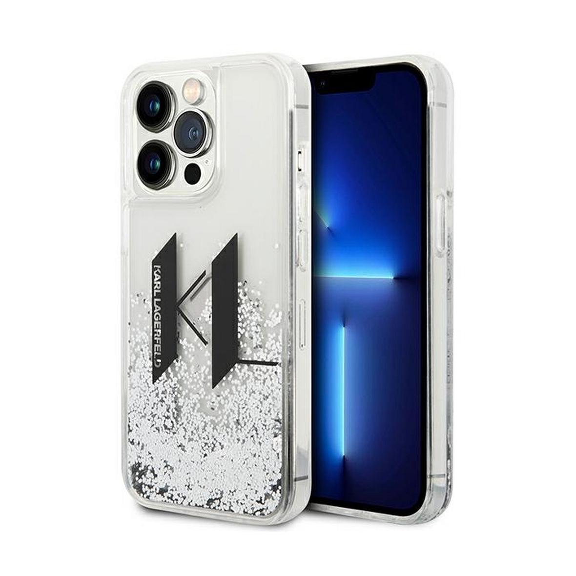 KARL LAGERFELD futerał do IPHONE 14 Pro KLHCP14LLBKLCS (Liguid Glitter Big KL Logo) srebrny