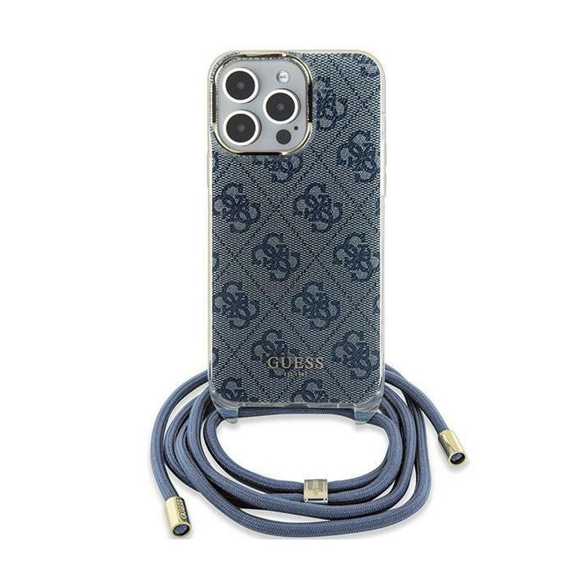 GUESS futerał do IPHONE 15 GUHCP15SHC4SEB (Crossbody Cord 4G Print) niebieski