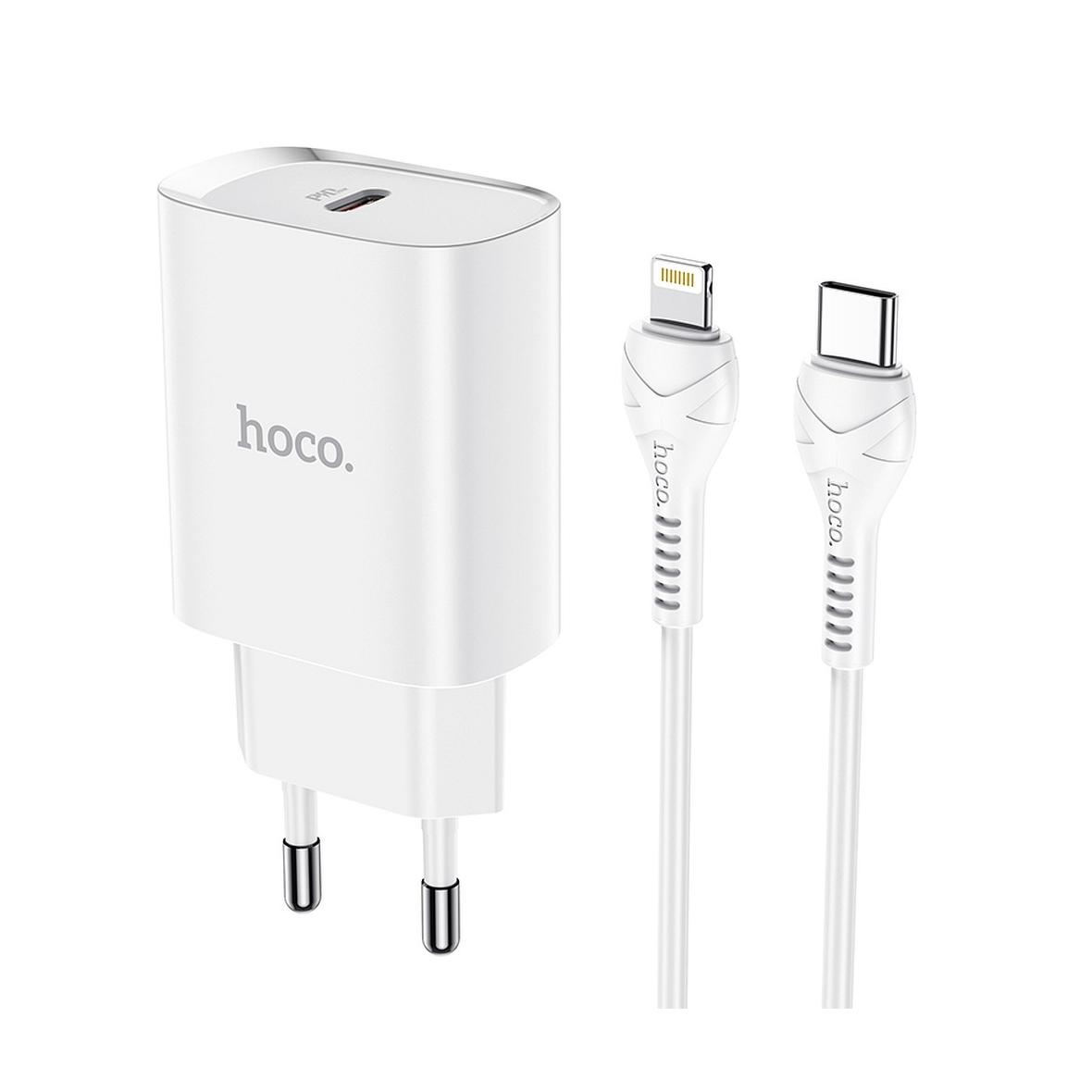 HOCO ładowarka sieciowa Typ C + kabel Typ C do Lightning PD 20W N14 biała EOL