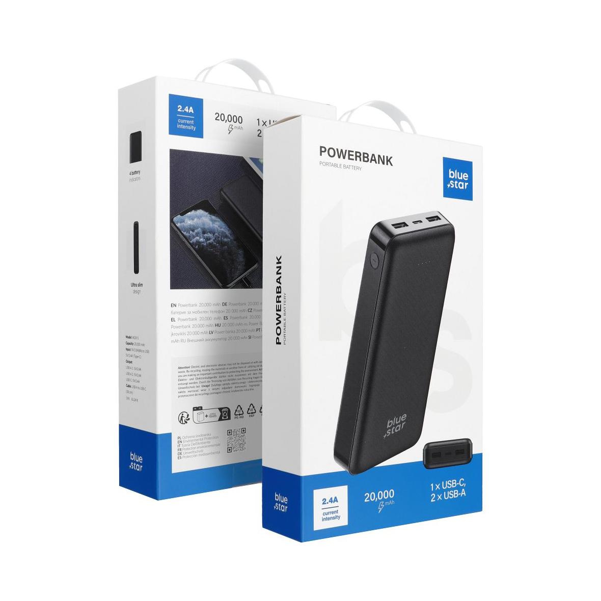Powerbank Blue Star W2015 2.1A 20000 mAh czarny