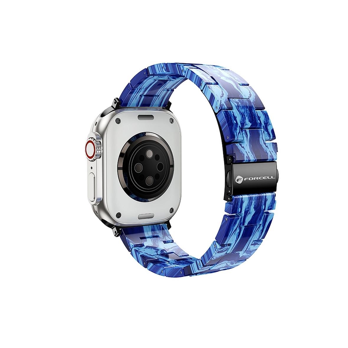 Pasek do Apple Watch Forcell F-Design FA04 zatrzask żywiczny marmurkowy 42 / 44 / 45 / 49 mm niebieski
