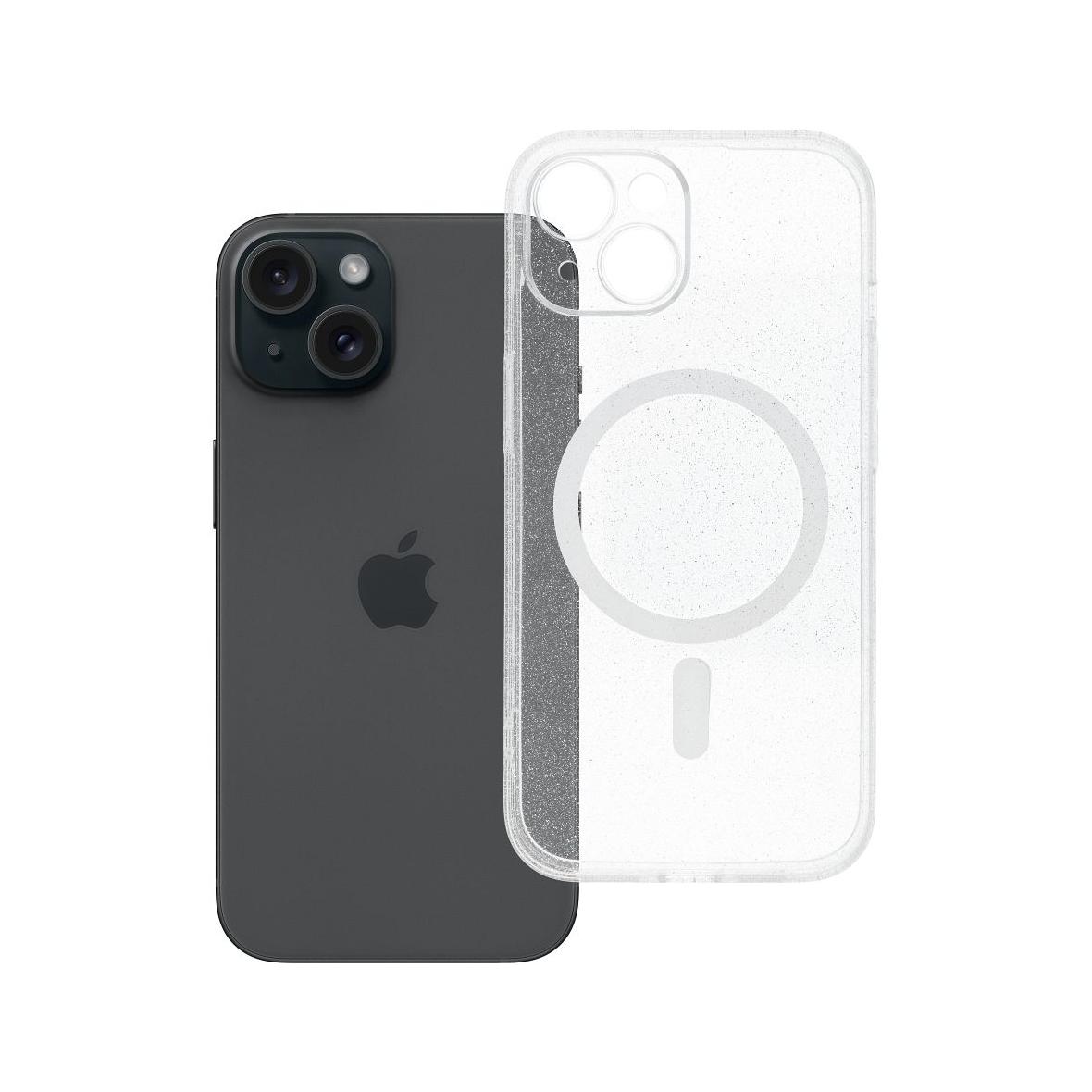 Futerał do iPhone 15 Clear Mag Cover (STR / CAMERA PROTECTION) zgodny z MagSafe  transparentny glitter