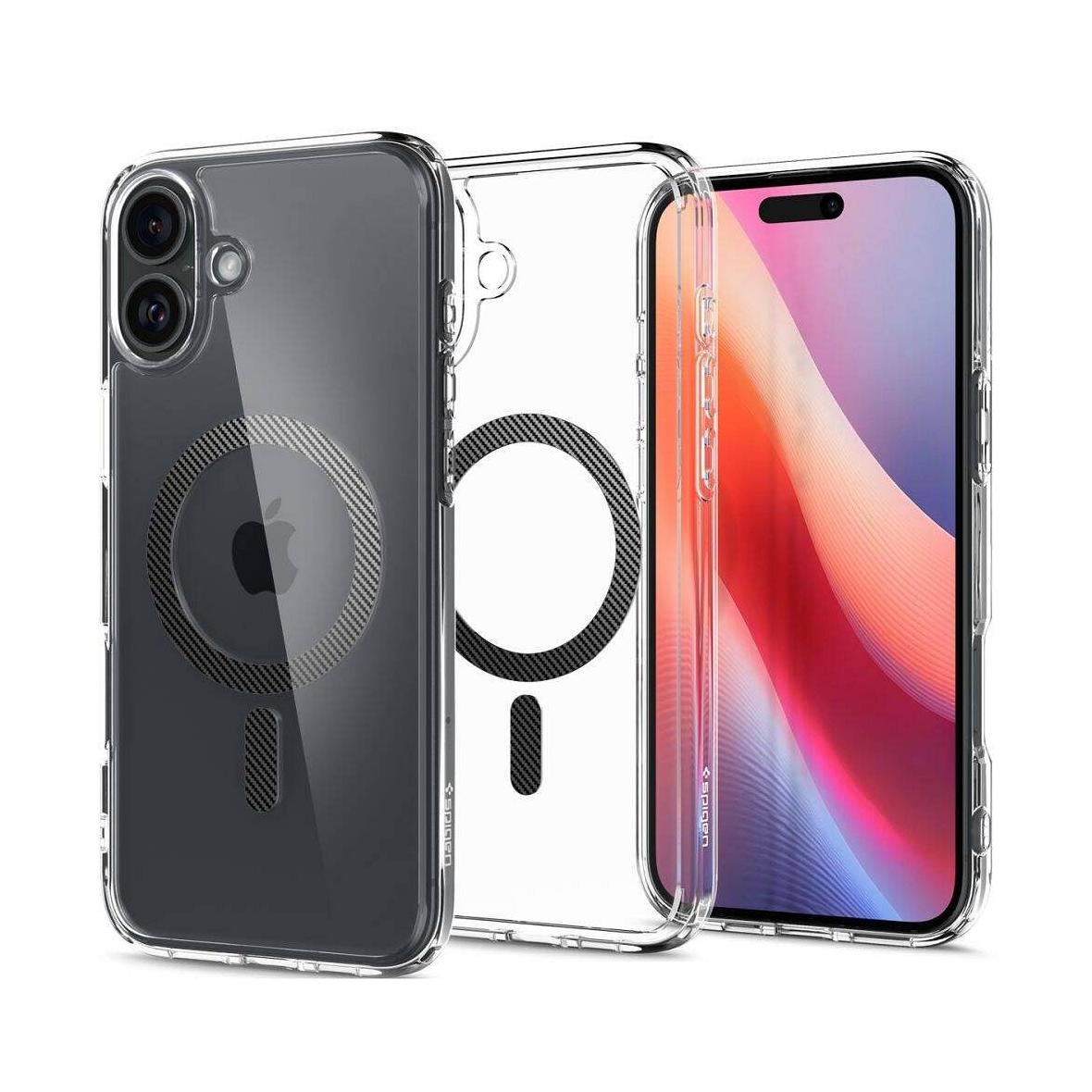 SPIGEN futerał ULTRA HYBRID MAG kompatybilny z MagSafe do IPHONE 16 carbon fiber