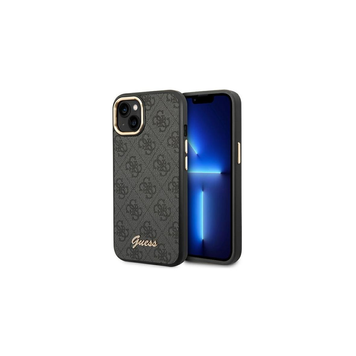 GUESS futerał do IPHONE 13 / 14 / 15 GUHCP14SHG4SHK (4G Vintage Gold Logo) czarny