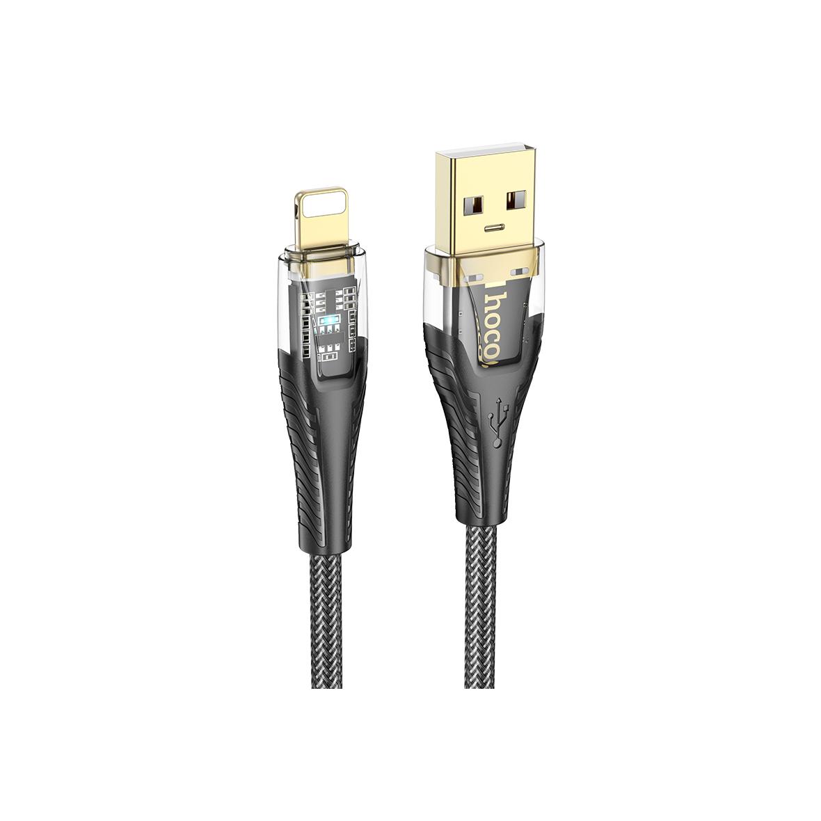 Kabel USB A do Lightning Hoco 2,4A 1,2 m U121 czarny transparentny