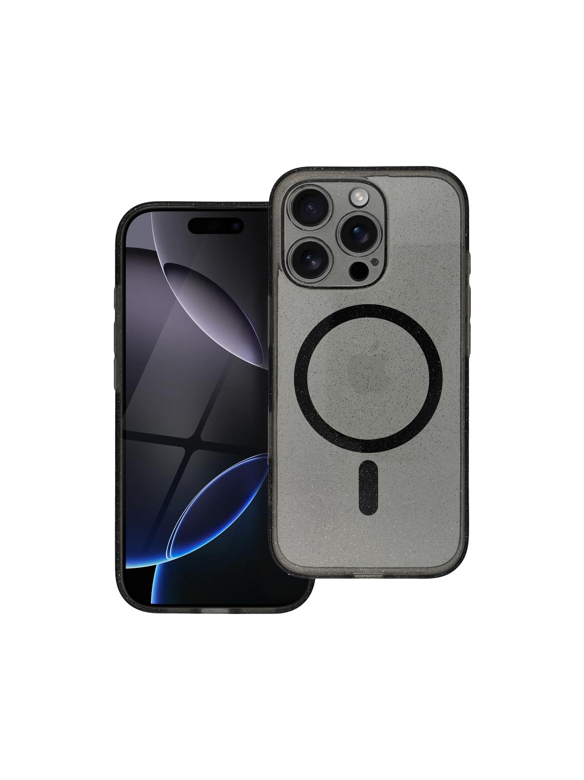 Futerał CLEAR MAG COVER z ochroną aparatu kompatybilny z MagSafe do IPHONE 14 Pro black glitter