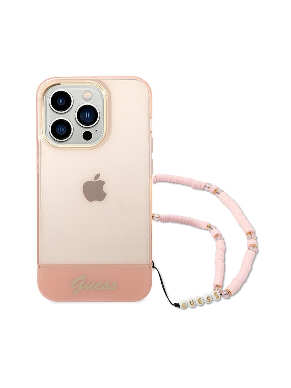 GUESS futerał do IPHONE 14 Pro Max GUHCP14XHGCOHP (IML Electro Cam w. Strap Translucent) różowy