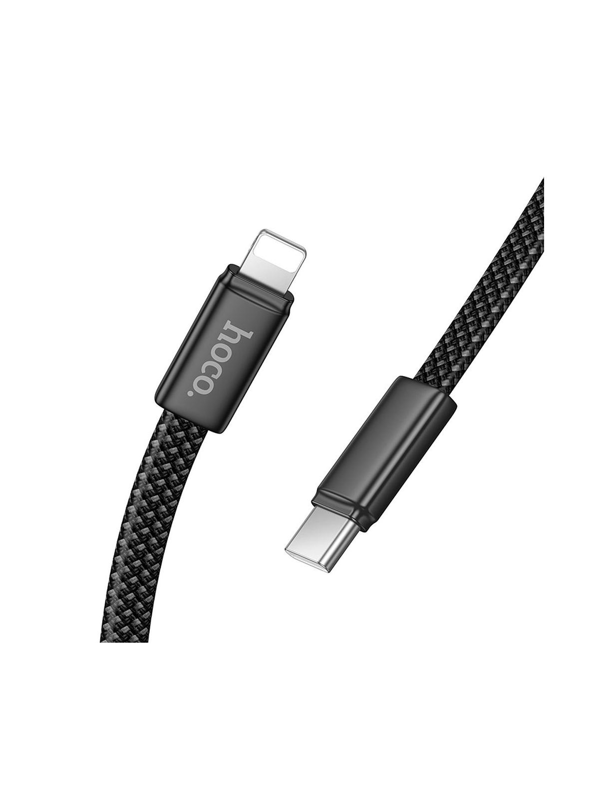Kabel USB C do Lightning Hoco PD 30W płaski 1 m X125 czarny
