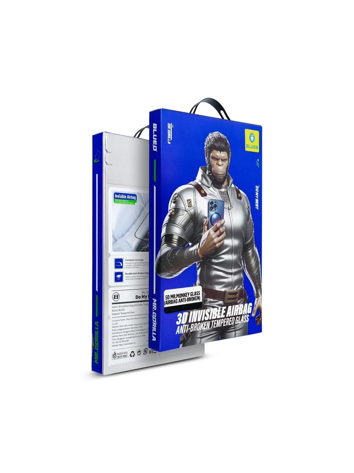 Szkło Hartowane 5D Mr. Monkey Glass - Apple iPhone 16 Pro Max czarny (Airbag Anti-broken)