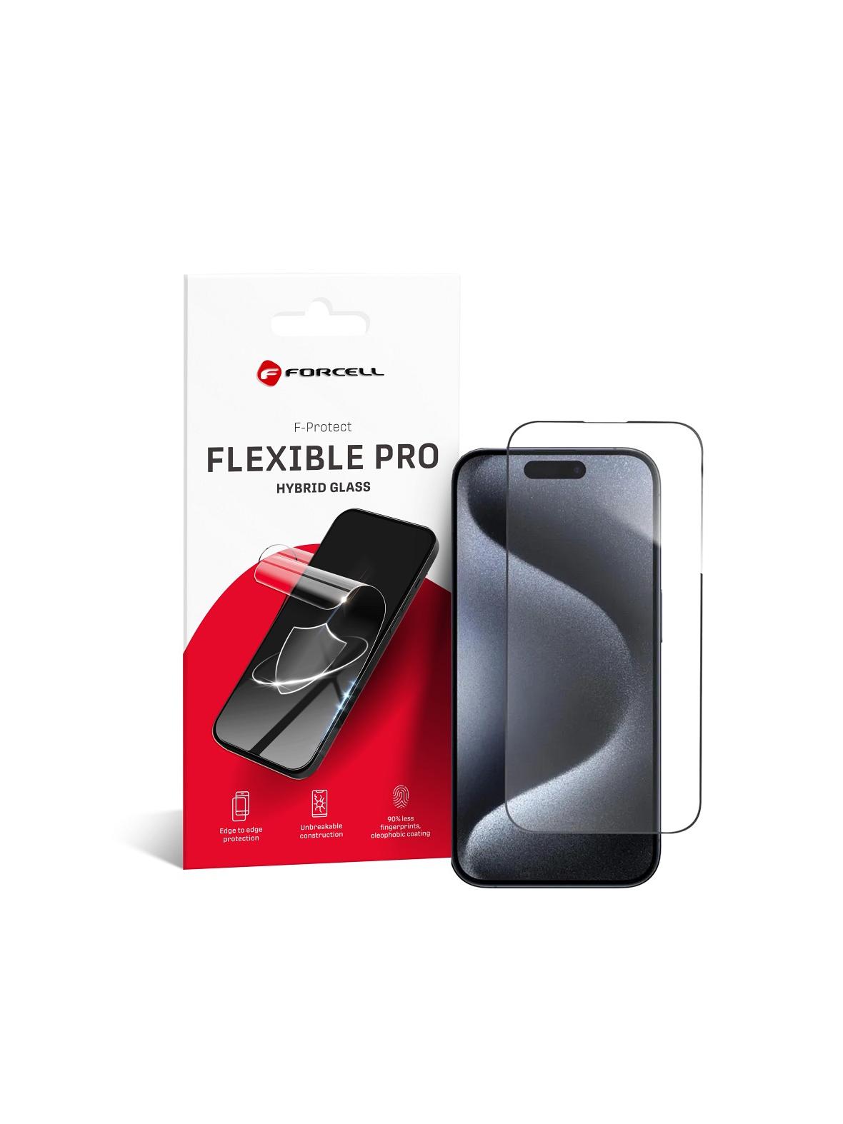 Szkło hybrydowe do iPhone 15 PRO Forcell Flexible 5D czarne