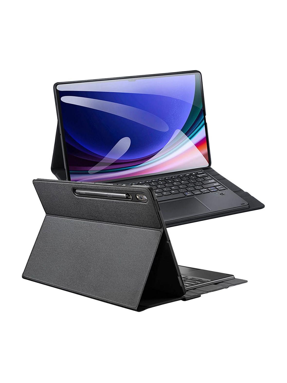 DUX DUCIS etui DK składane z podświetlaną klawiaturą bezprzewodową do SAMSUNG Tab S10 Ultra/S9 Ultra/S8 Ultra czarne