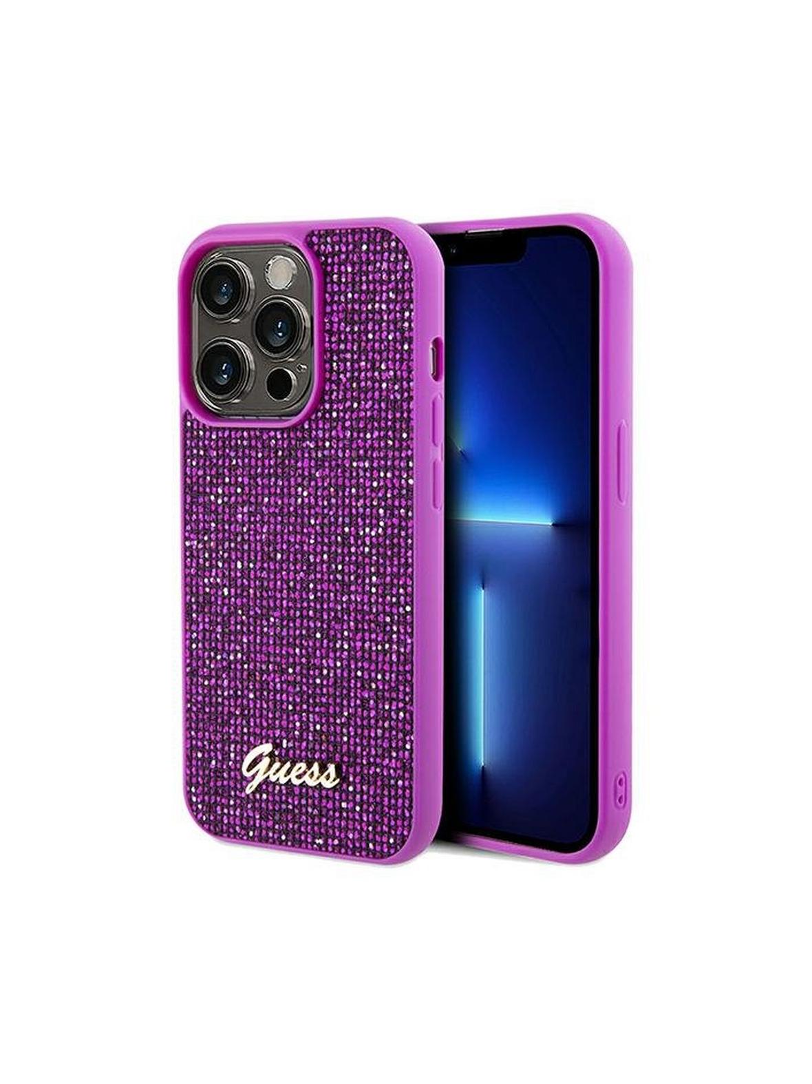 GUESS futerał do IPHONE 14 Pro GUHCP14LPMSDGSF (Disco Script Metal) fuksja