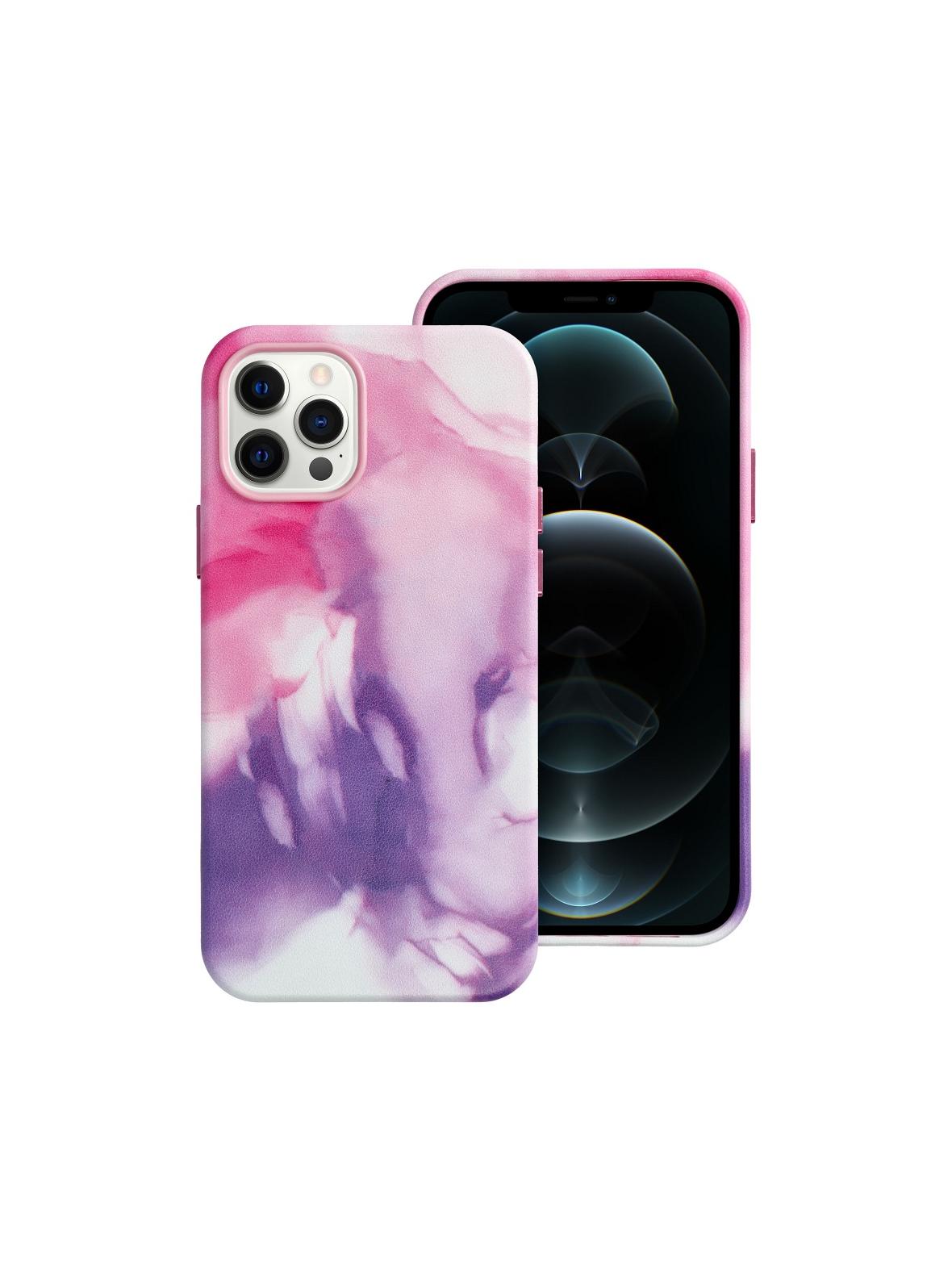 Futerał LEATHER MAG COVER kompatybilny z MagSafe do IPHONE 12 Pro purple splash