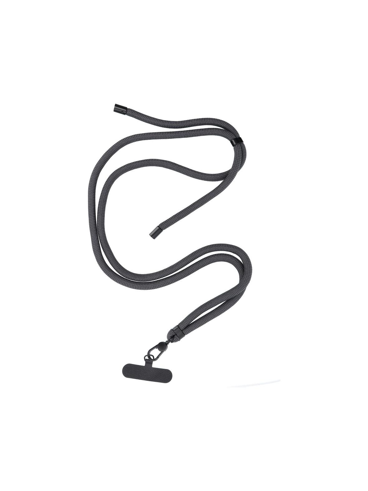 Smycz do telefonu, Zawieszka do telefonu - SWING (8mm) z regulacją długości / długość sznura 165cm (max 82,5cm w pętli) / na ramię lub szyję - szary
