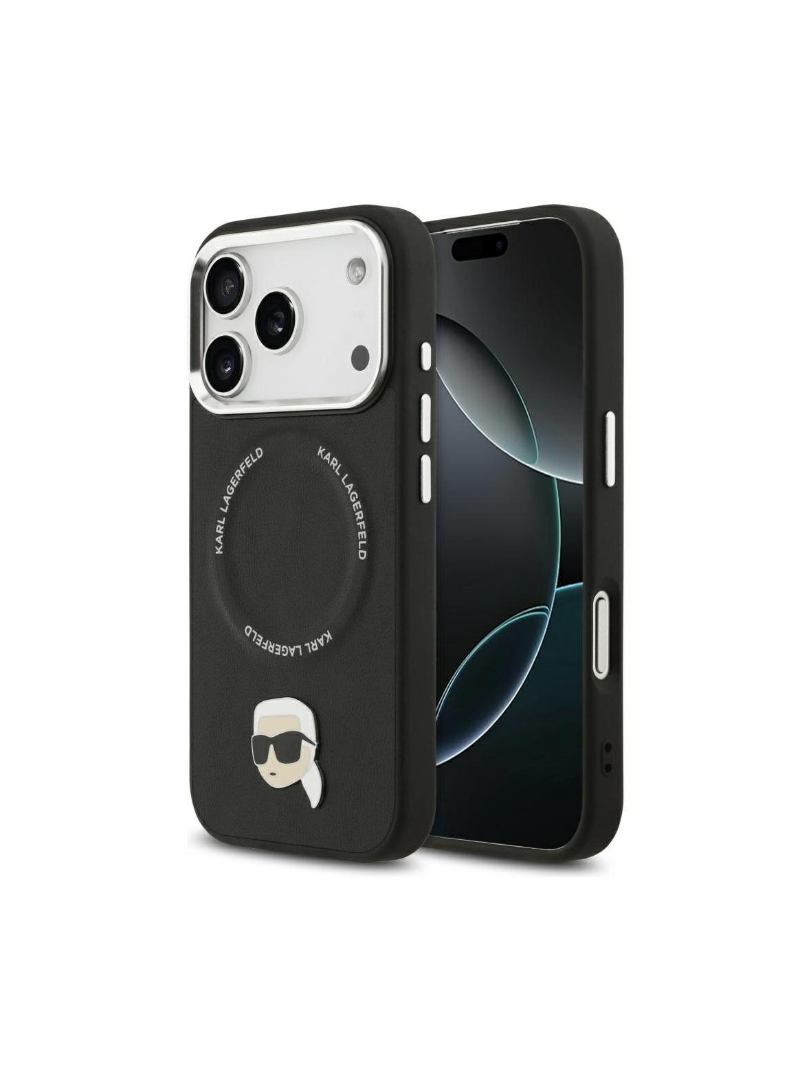 KARL LAGERFELD futerał do IPHONE 17 Pro kompatybilny z MagSafe KLHMP17LPSMLRKLK (PU Karl Pin) czarny