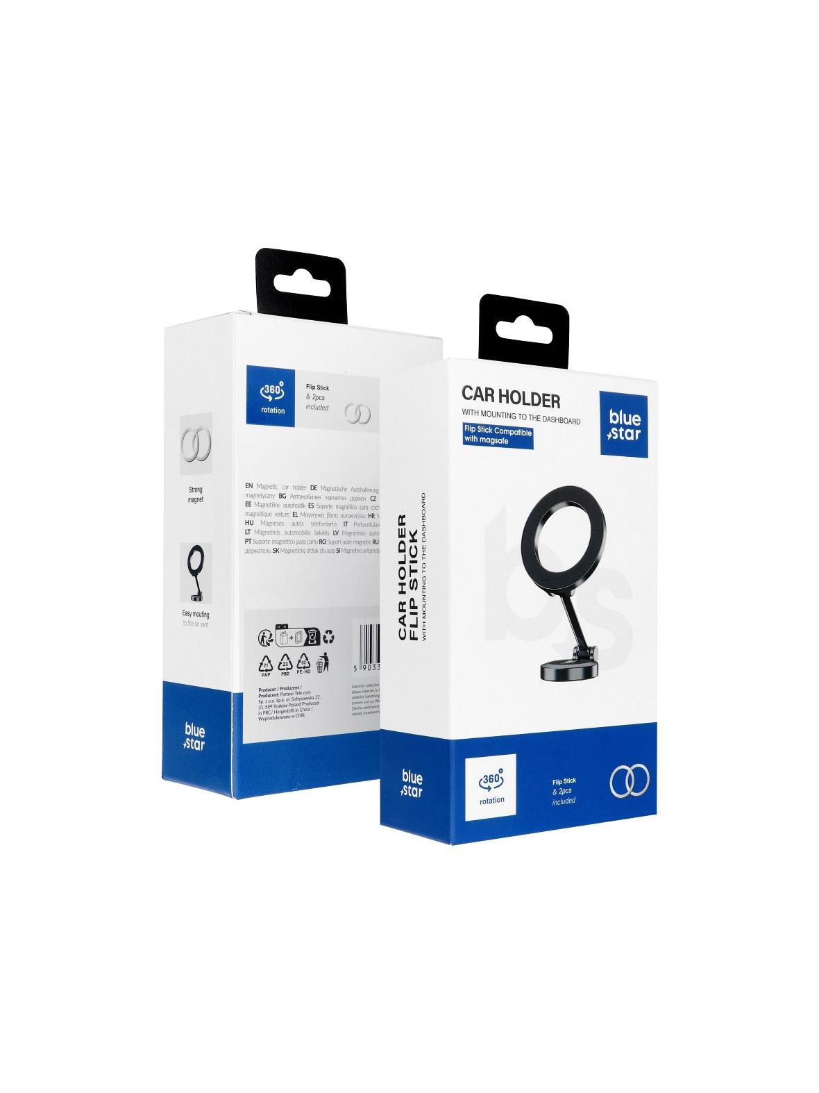 Uchwyt na telefon do samochodu magnetyczny zgodny z MagSafe Blue Star Flip Stick do deski czarny