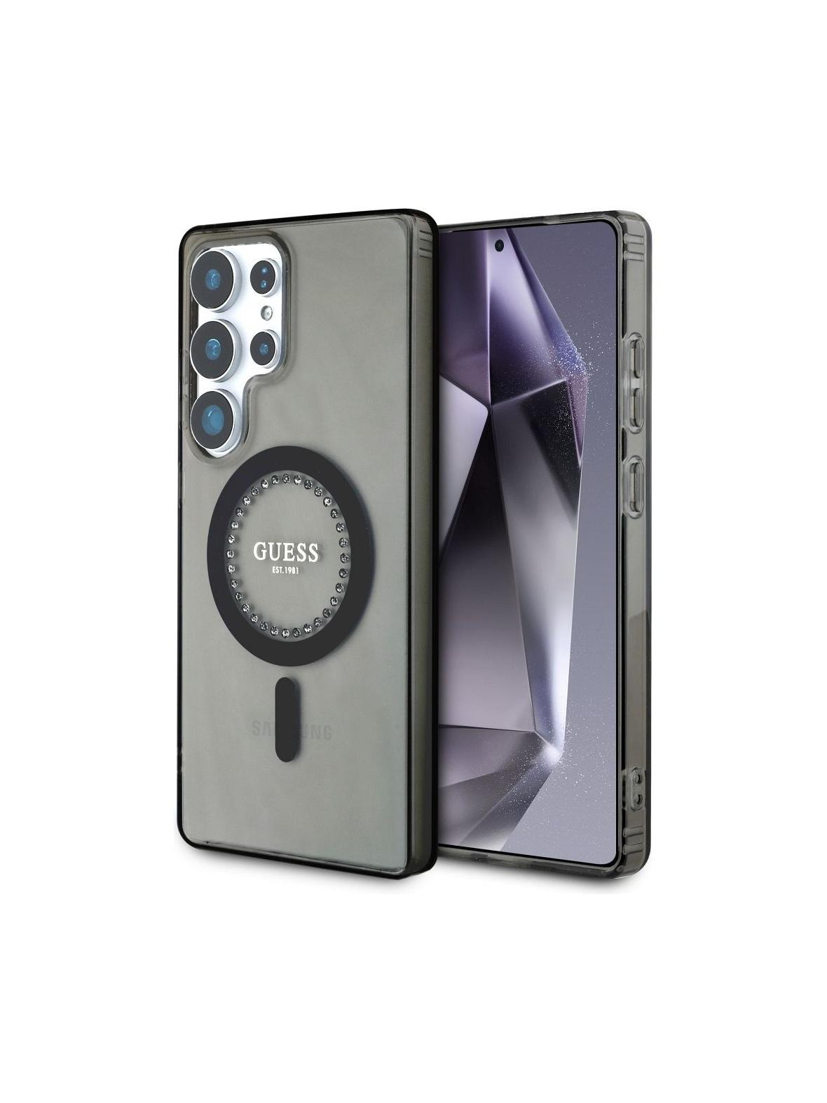 GUESS futerał do SAMSUNG S25 Ultra GUHMS25LPFTDTEK (Magnetic IML Rhinestones) czarny