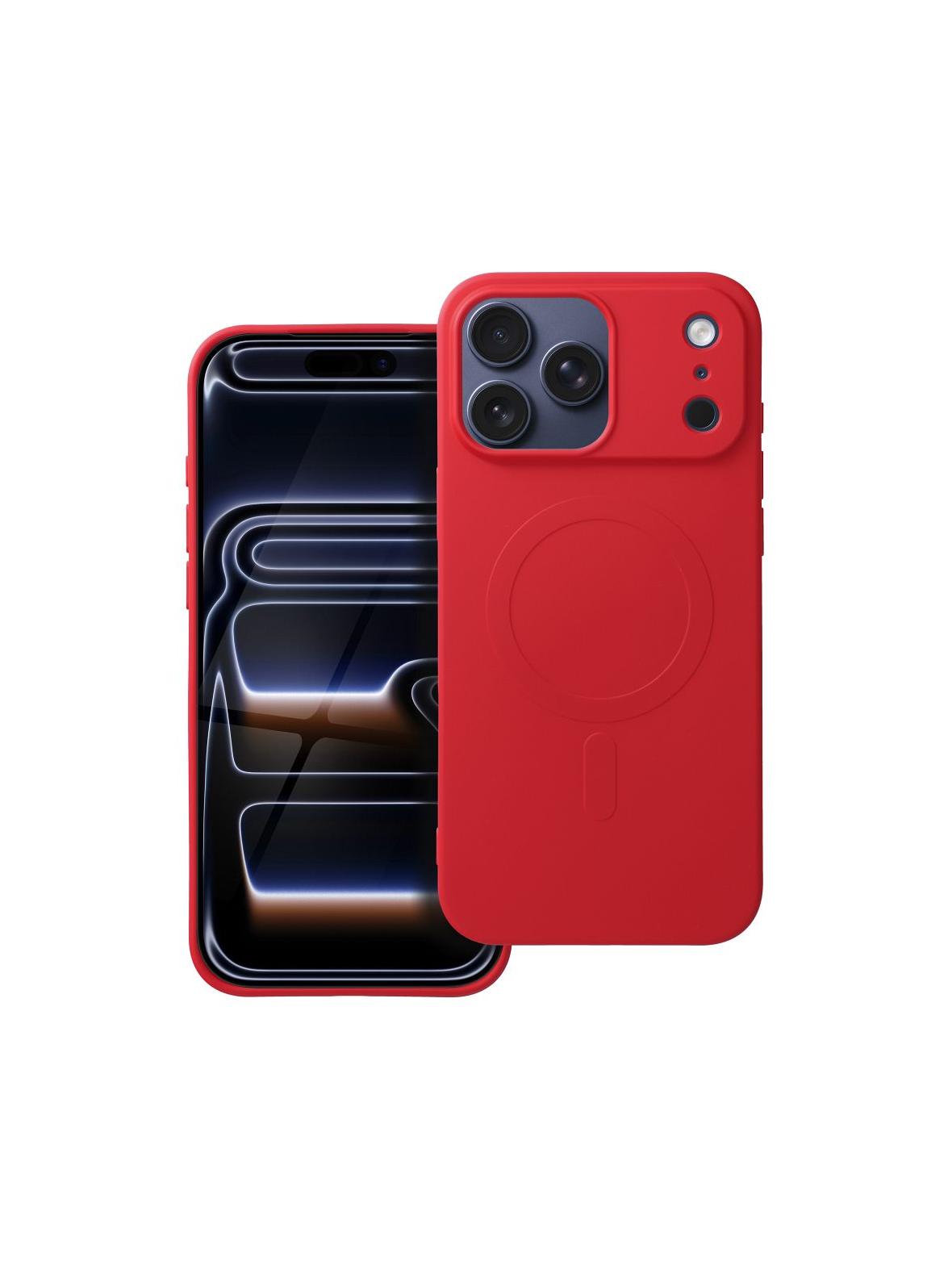 Futerał SILICONE MAG COVER (big hole) kompatybilny z MagSafe do IPHONE 17 Pro Max czerwony