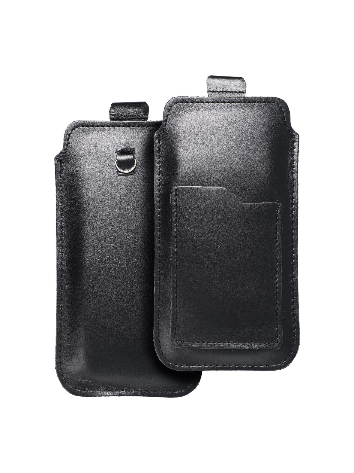 Skórzany futerał uniwersalny / wsuwka z pull-up - ROYAL / czarny - Rozmiar XL - IPHONE 11 / 12 / 13 / SAMSUNG S7 EDGE