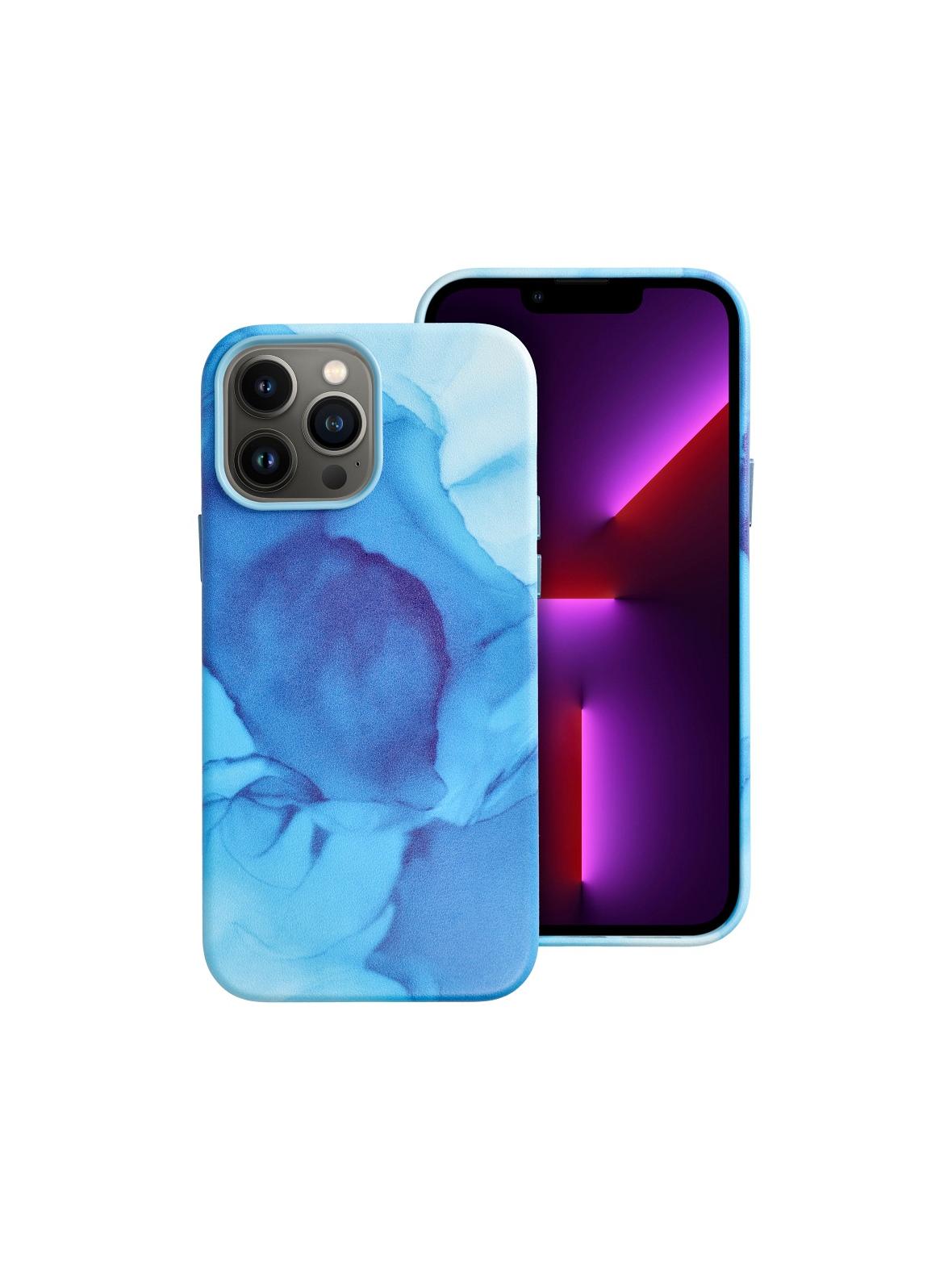 Futerał LEATHER MAG COVER kompatybilny z MagSafe do IPHONE 13 Pro Max blue splash