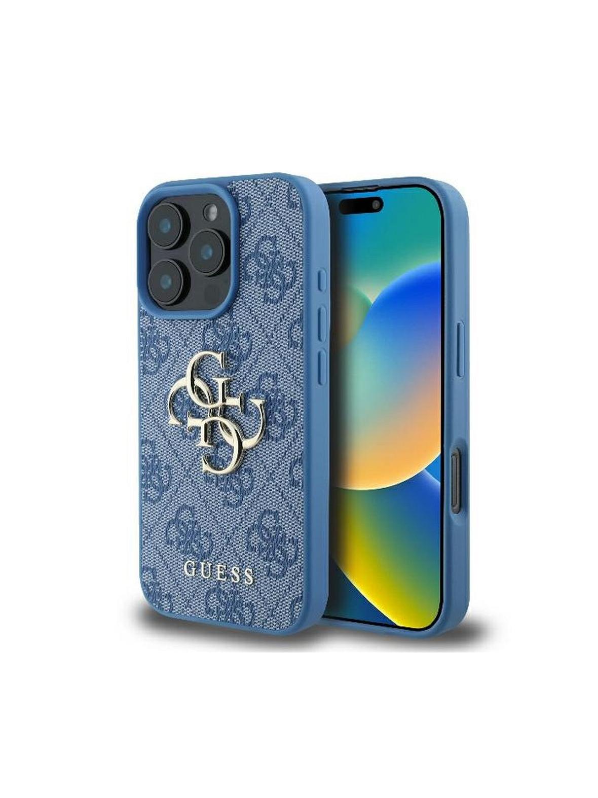GUESS futerał do IPHONE 16 Pro GUHCP16L4GMGBL (4G PU Big Logo) niebieski