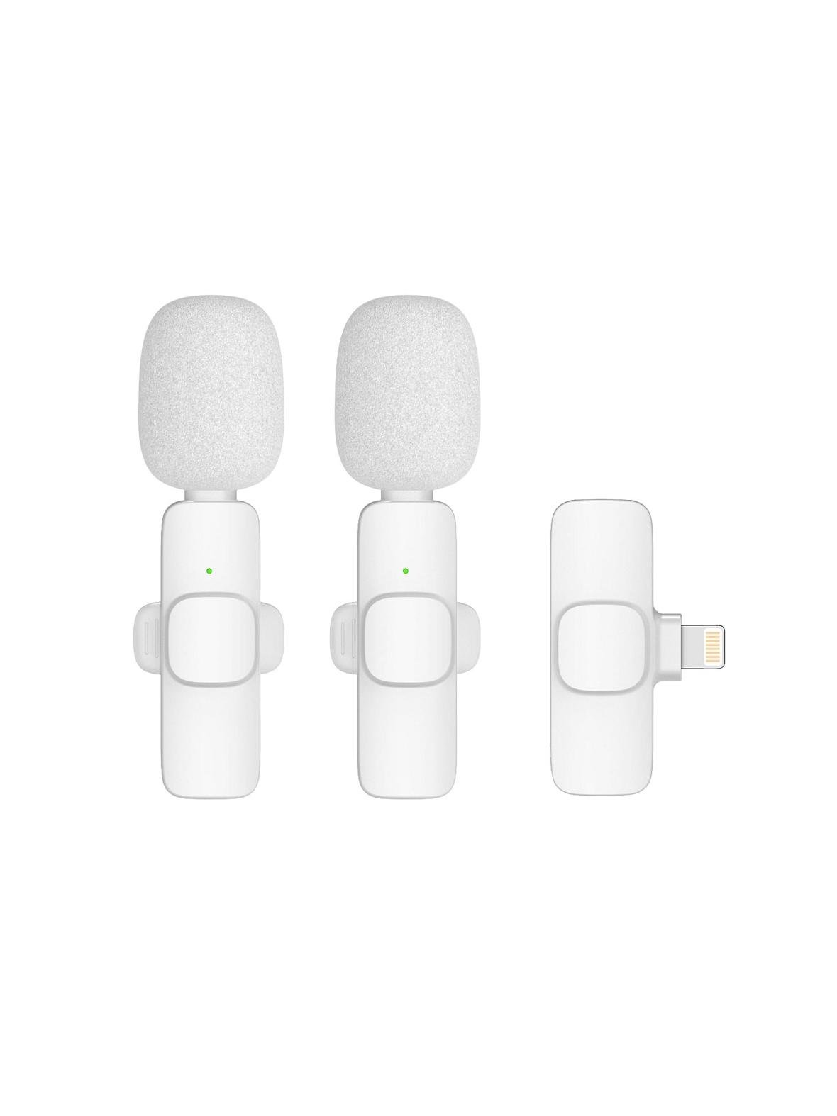 Mikrofon krawatowy bezprzewodowy Lightning podwójny (2 w zestawie) K1 biały
