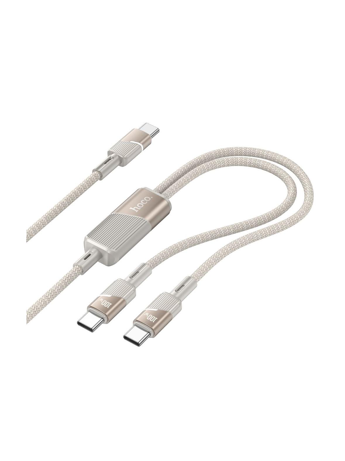 Kabel 2w1 USB C do USB C / USB C Hoco 5A 100W 1,2 m U139 złoty