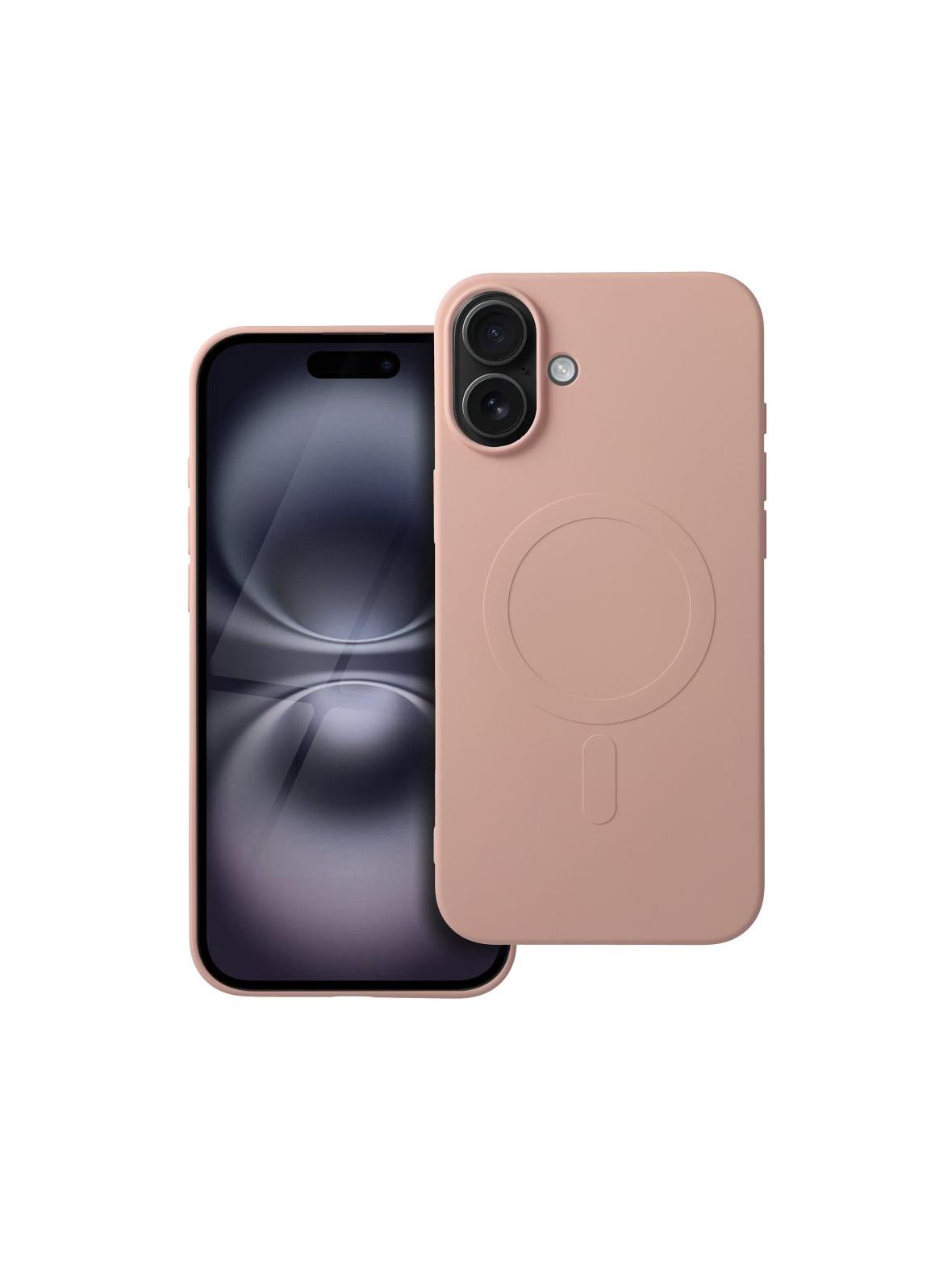 Futerał SILICONE MAG COVER (big hole) kompatybilny z MagSafe do IPHONE 16 Plus różowy