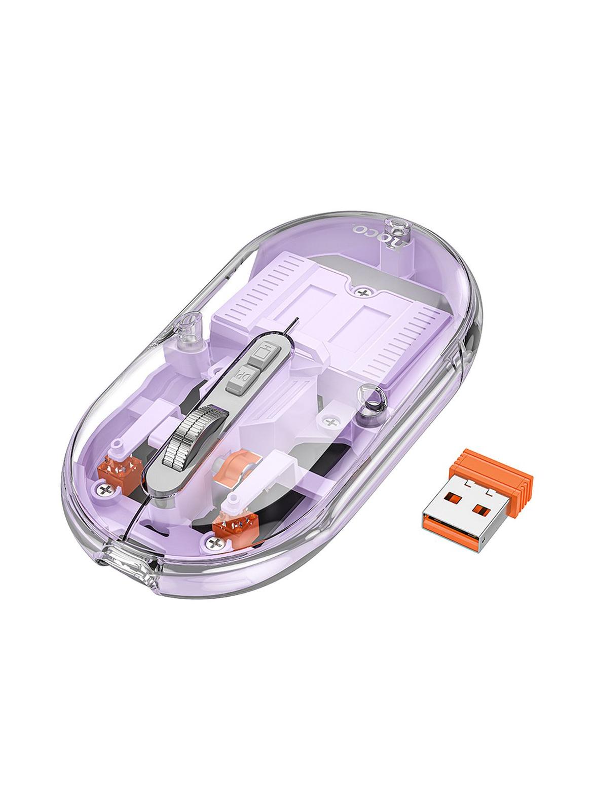 Myszka bezprzewodowa Hoco 2,4G 1600 dpi dual mode bluetooth GM35 fioletowa