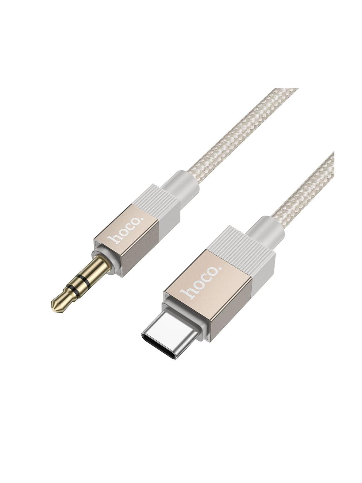 Kabel AUX Jack 3,5 mm (męski) do USB C (męski) Hoco 1 m UPA32B złoty