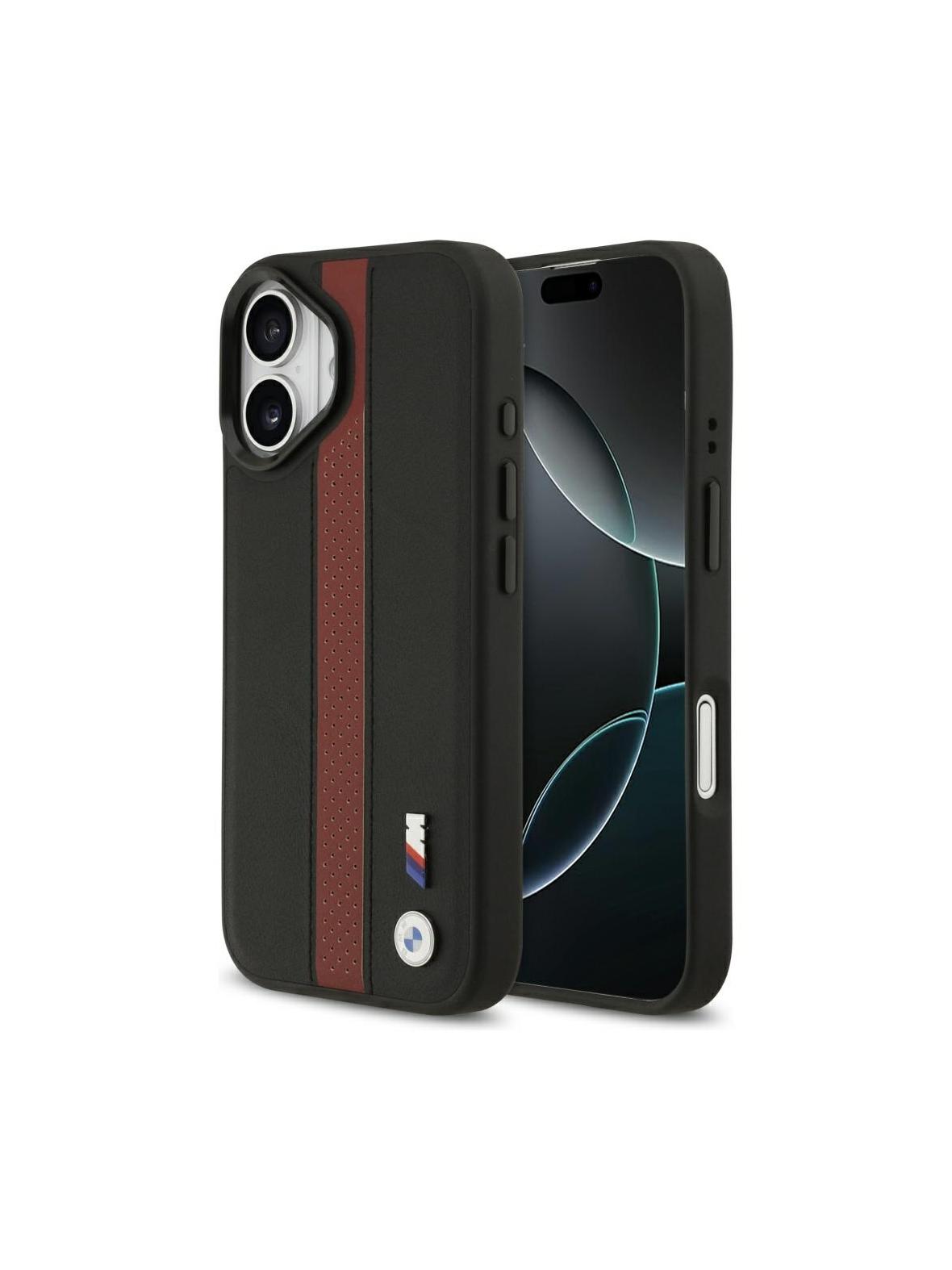 BMW futerał do IPHONE 17 kompatybilny z MagSafe BMHMP17S25PCPSKR (PU Perfotated Stripe Logo) red