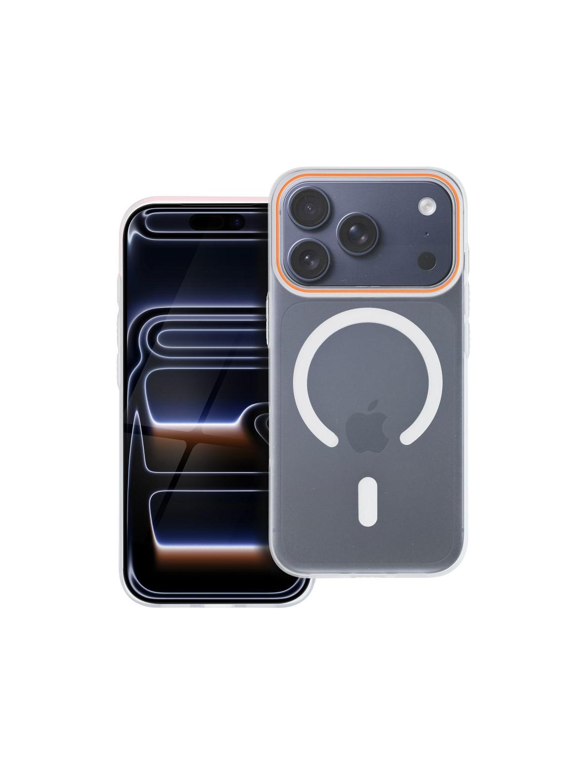 Futerał GO ORANGE kompatybilny z MagSafe do IPHONE 17 Pro transparentny
