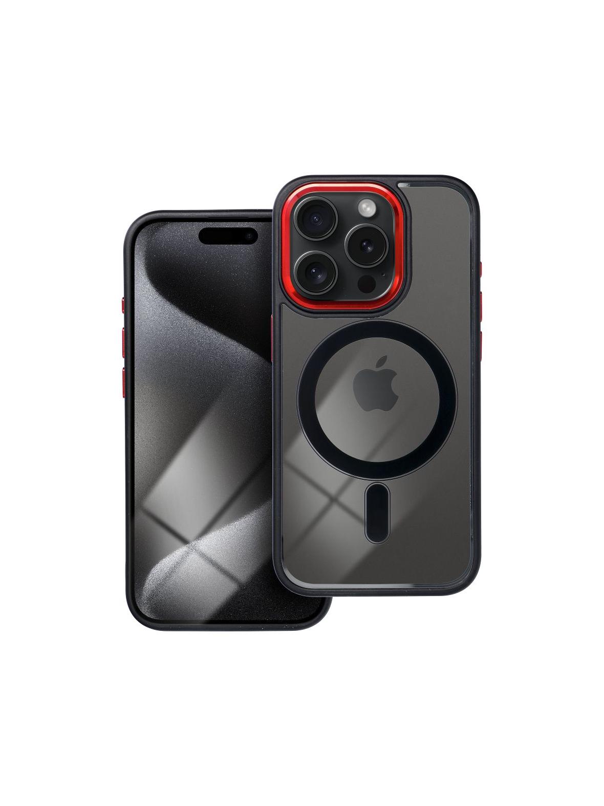 Futerał do iPhone 15 PRO Color Edge Mag Cover zgodny z MagSafe czarno czerwony