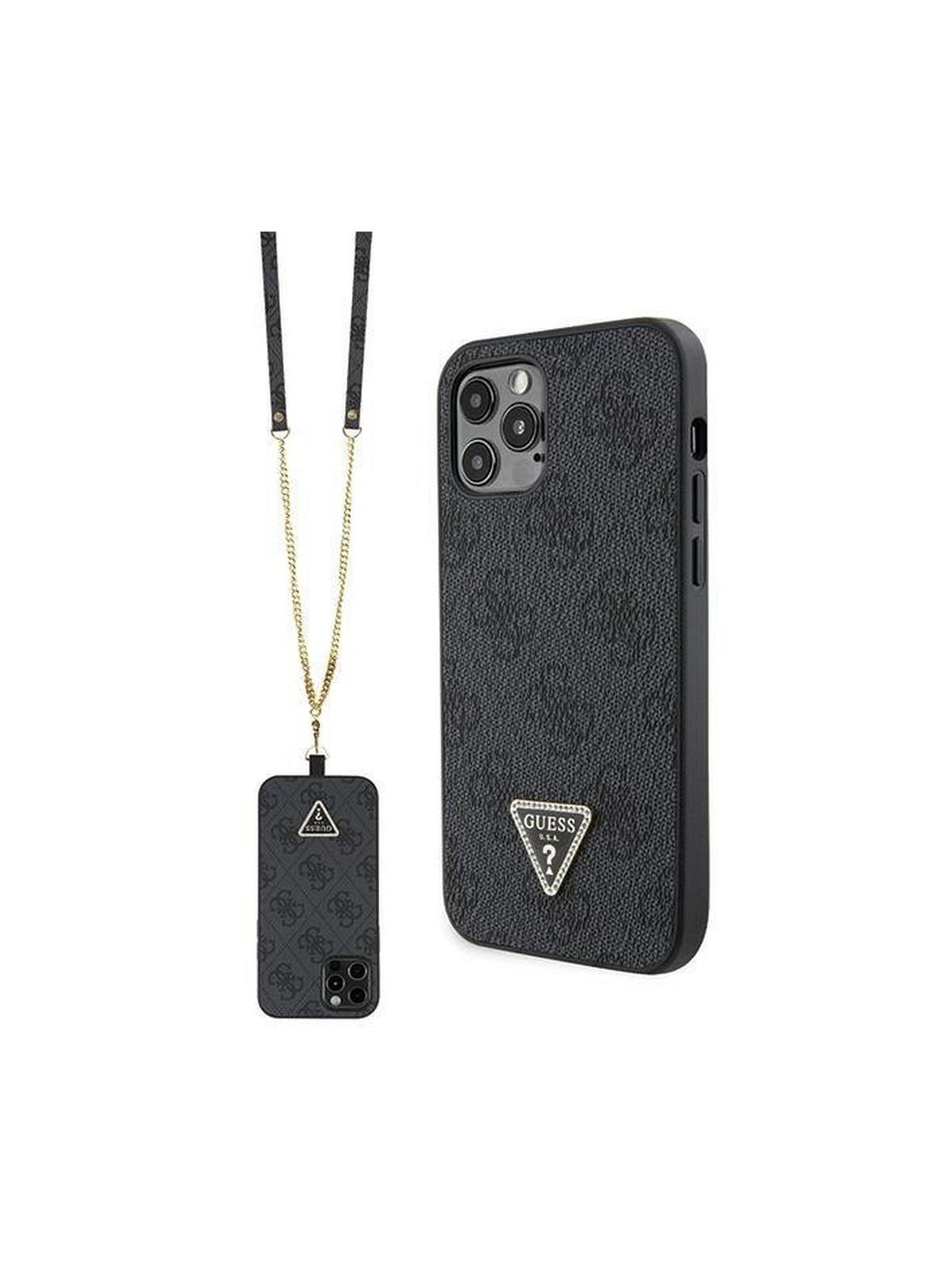 GUESS futerał do IPHONE 12 / 12 Pro GUHCP12MP4TDSCPK (Metal Logo Starss Crossbody) czarny