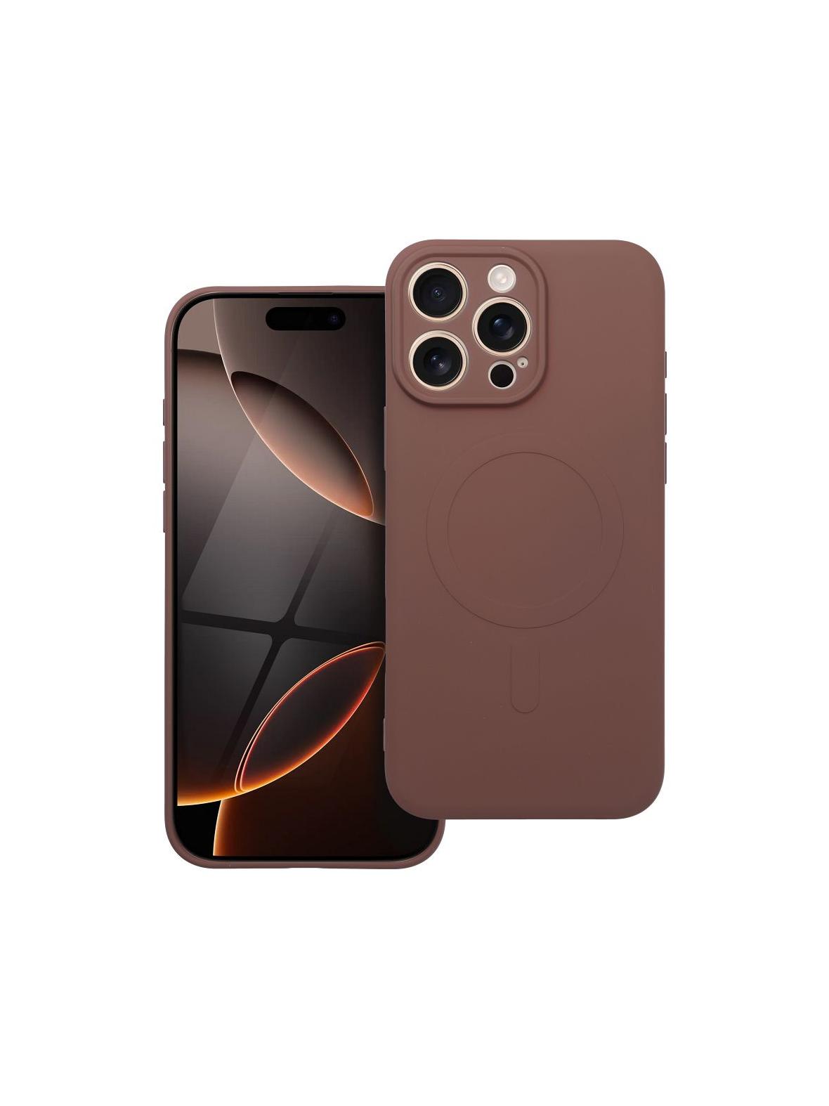Futerał SILICONE MAG COVER kompatybilny z MagSafe do IPHONE 17 Pro Max brązowy