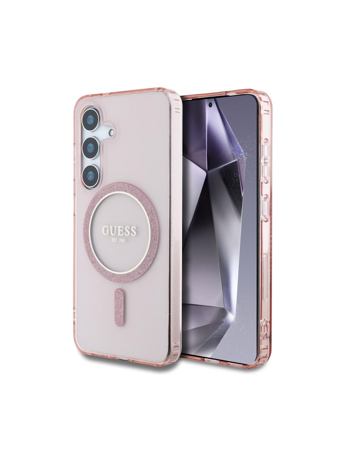 GUESS futerał do SAMSUNG S25 GUHMS25SHFGEREP (Magnetic IML Glitter Circle) różowy