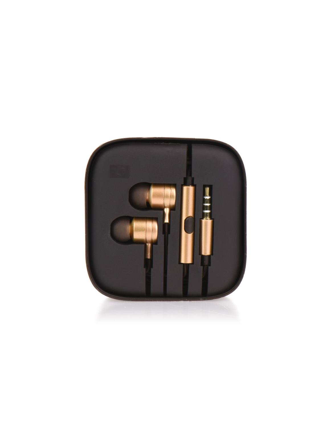 Słuchawki przewodowe Jack 3,5 mm z mikrofonem MI metal box złoty