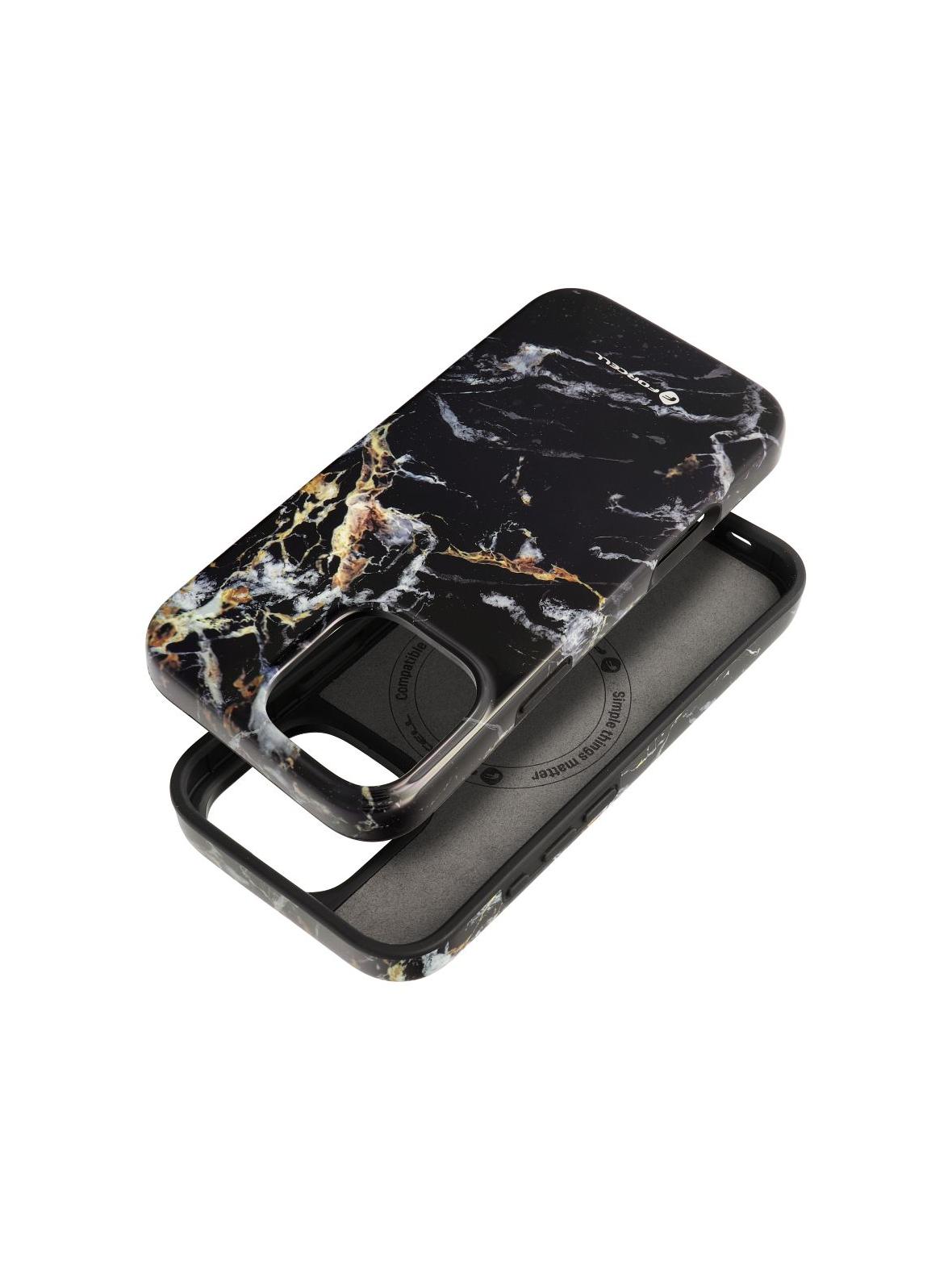 Etui na iPhone 16 PRO MAX Forcell F-Protect Mirage zgodny z MagSafe Military Drop-Test black marble