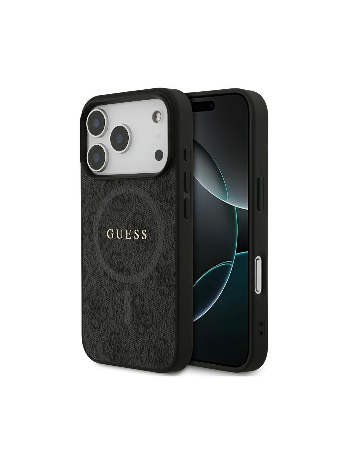 GUESS futerał do IPHONE 17 Pro kompatybilny z MagSafe GUHMP17LG4GFRK (PU 4G Ring Classic Logo) czarny