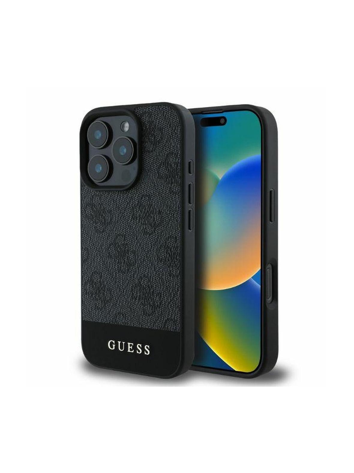 GUESS futerał do IPHONE 16 Pro Max GUHCP16XG4GLGR (PC/TPU 4G PU Bottom Stripe) szary