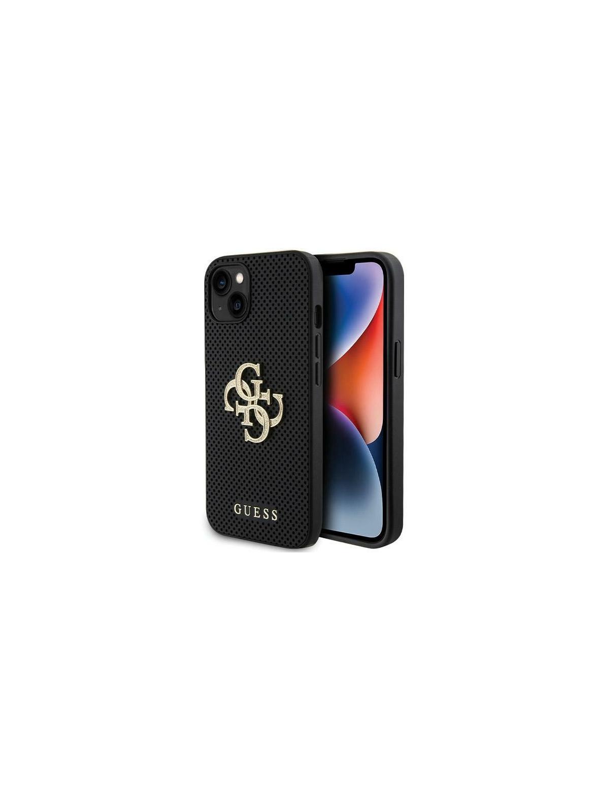 GUESS futerał do IPHONE 13 / 14 / 15 GUHCP15SPSP4LGK (Leather Perforated 4G Glitter Logo) czarny