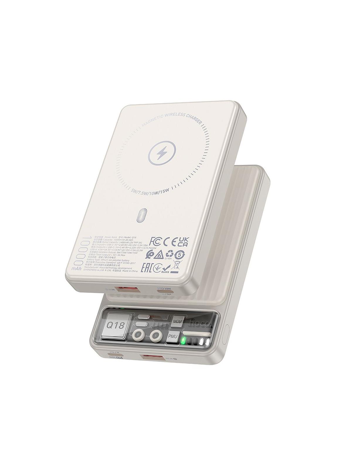 Powerbank zgodny z MagSafe Hoco 10000 mAh QC3.0 PD 3A 22,5W Q18 biały