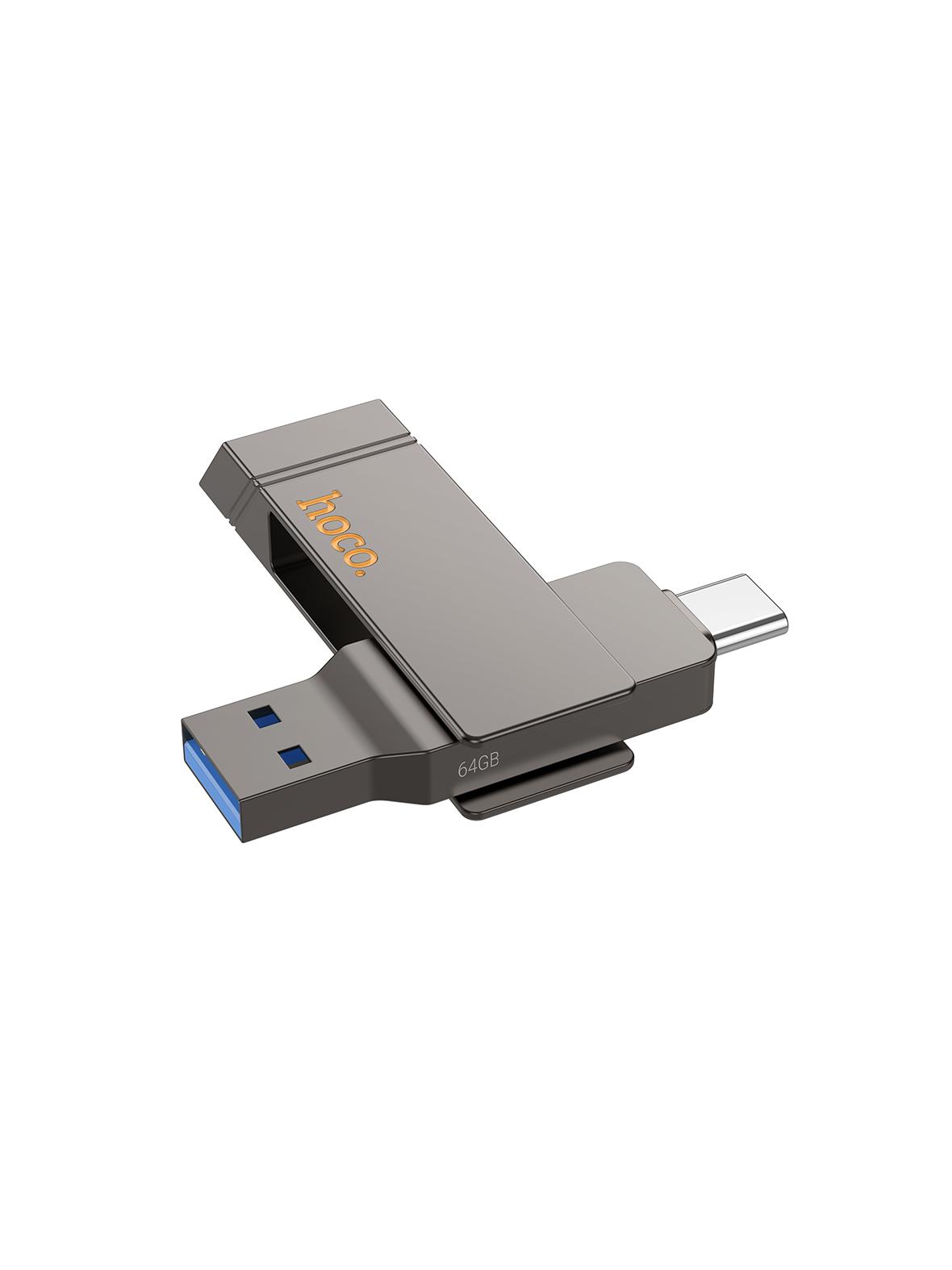 Pendrive 64GB USB 3.2 (USB A + USB C) Hoco UD15 szary