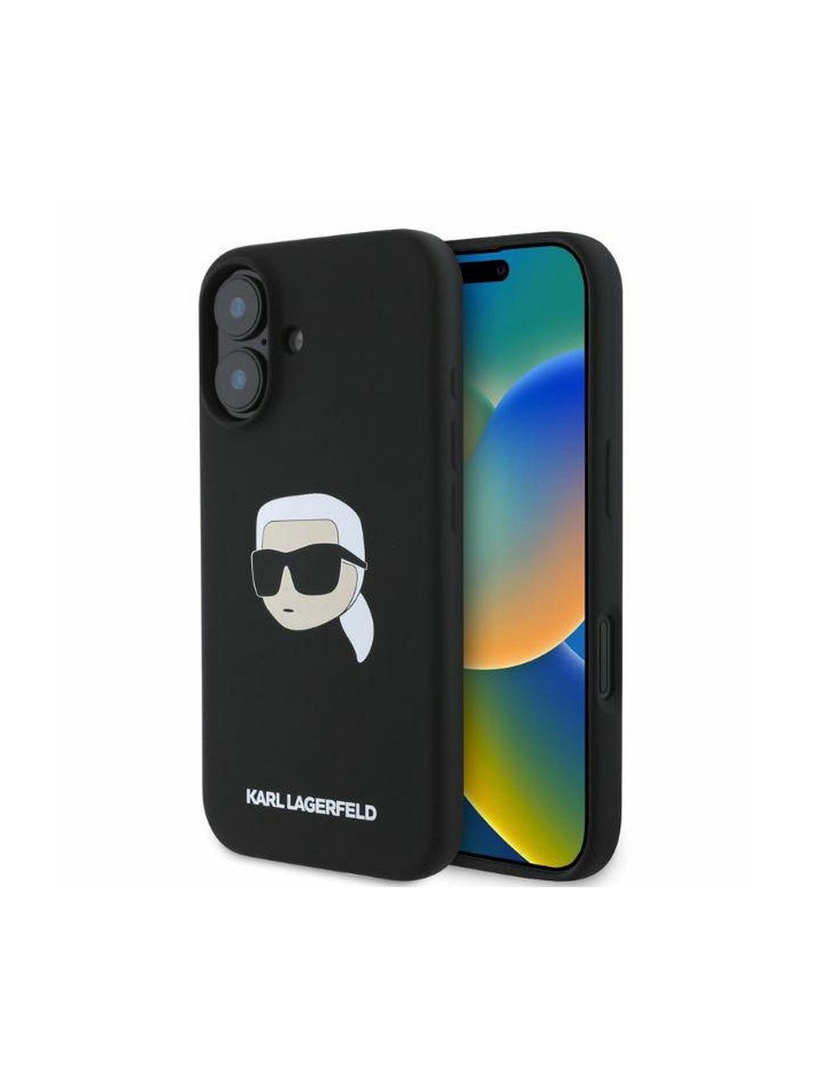 KARL LAGERFELD futerał do IPHONE 16 kompatybilny z MagSafe KLHMP16SSKHPPLK (Sil KL Head Print) czarny