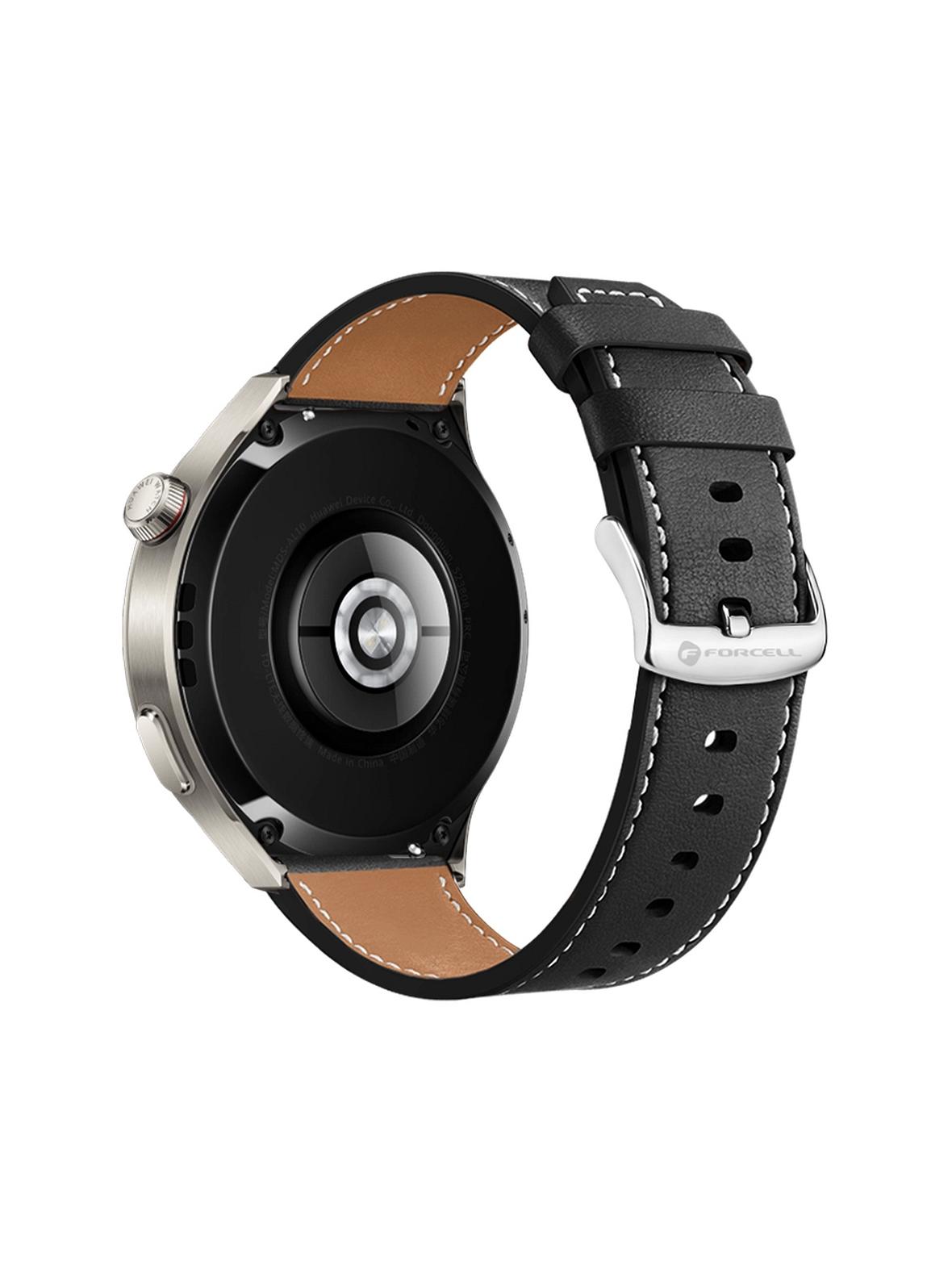 Pasek do Samsung Galaxy Watch Forcell F-Design FS21 dziurki skóra ekologiczna 20 mm czarny