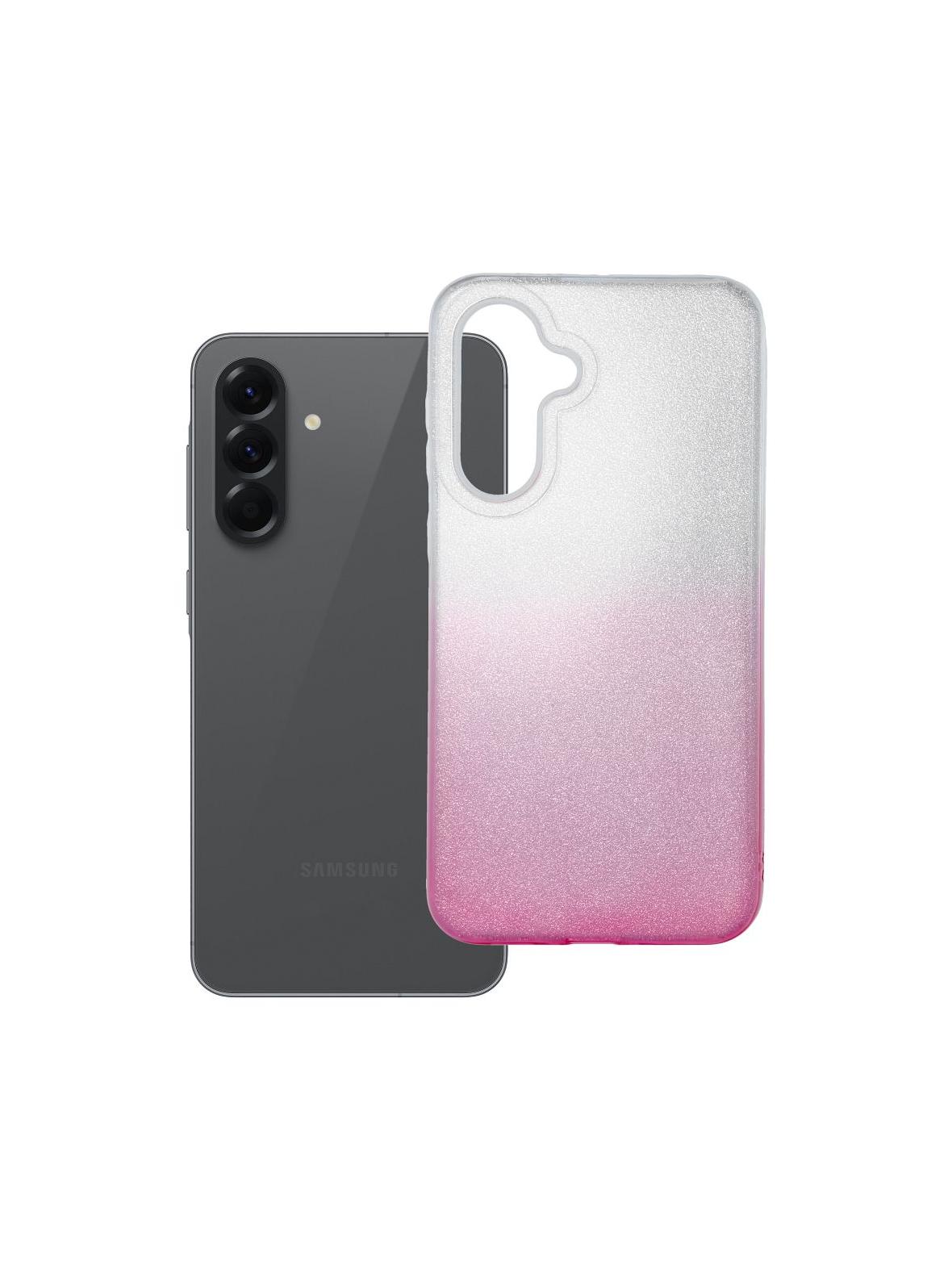 Futerał SHINING do SAMSUNG A56 5G transparentny różowy